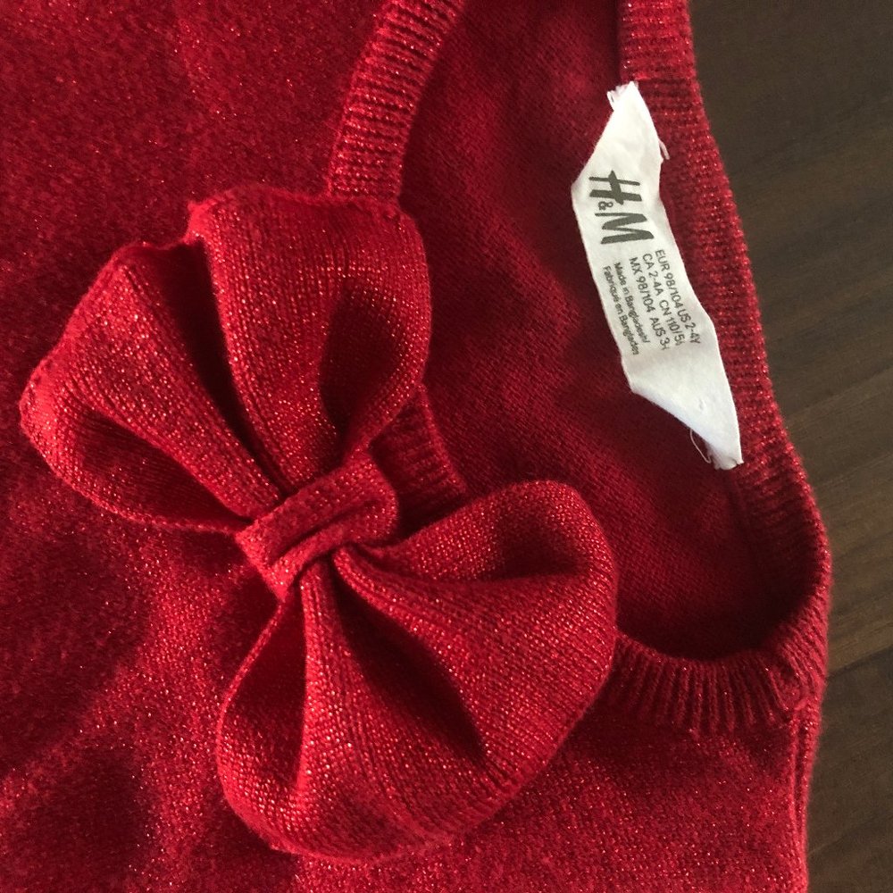 H&M Glittery Red Knit Dress - Size 3/4T - Picture 4 of 5